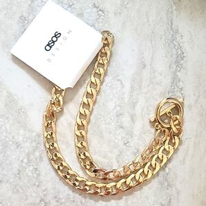 NWT ASOS Chunky Chain Choker Necklace 18 in Gold Tone
